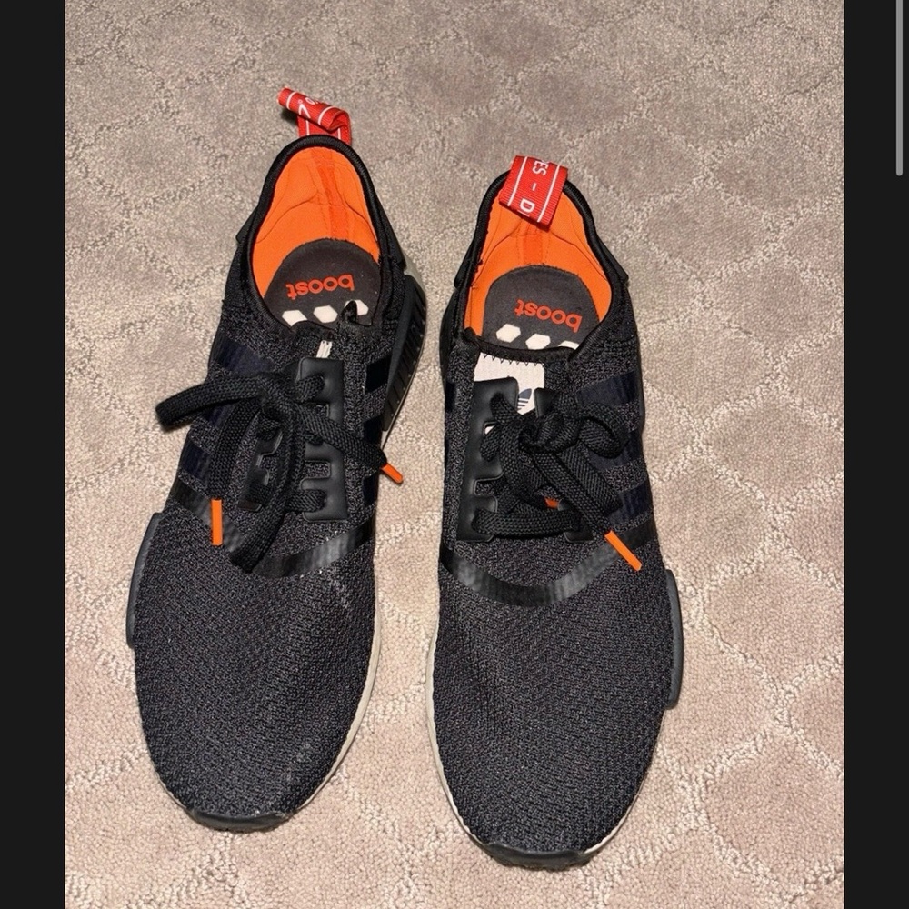 Adidas Men's Black and Orange Sneakers